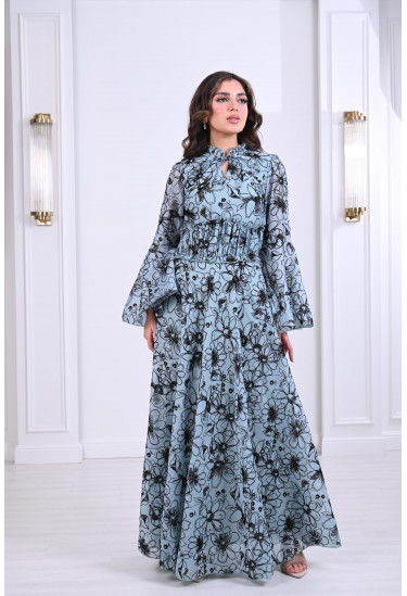 فستان نسائي طويل منقوش