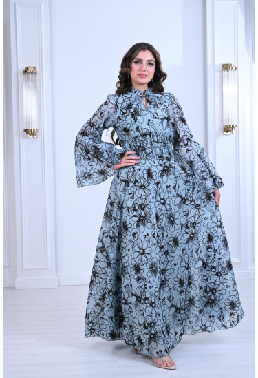 فستان نسائي طويل منقوش