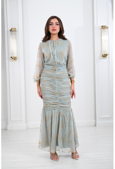 فستان نسائي طويل منقوش 