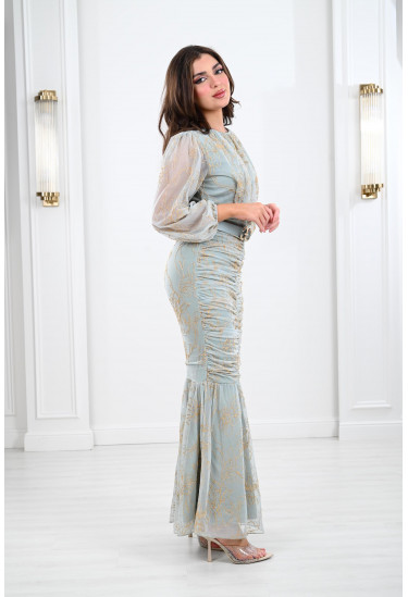 فستان نسائي طويل منقوش 