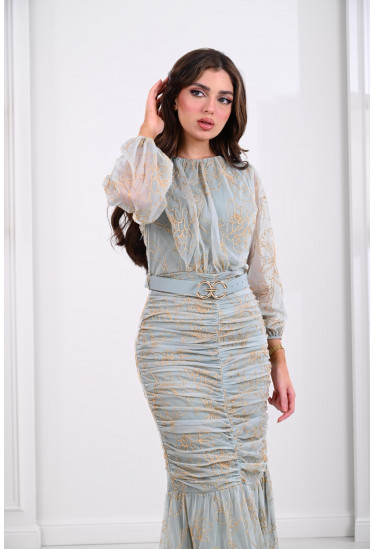 فستان نسائي طويل منقوش 