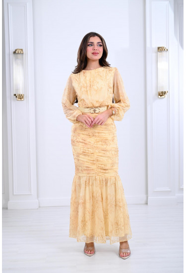 فستان نسائي طويل منقوش 