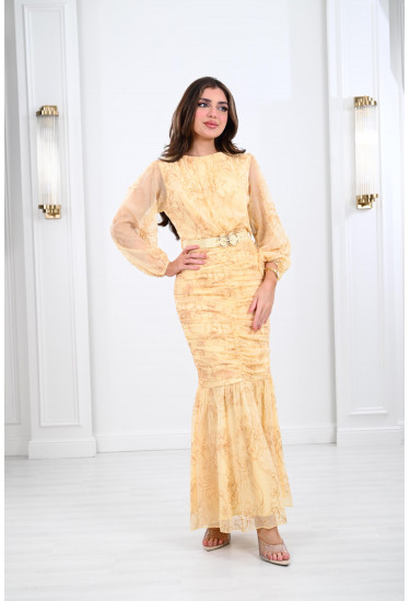 فستان نسائي طويل منقوش 