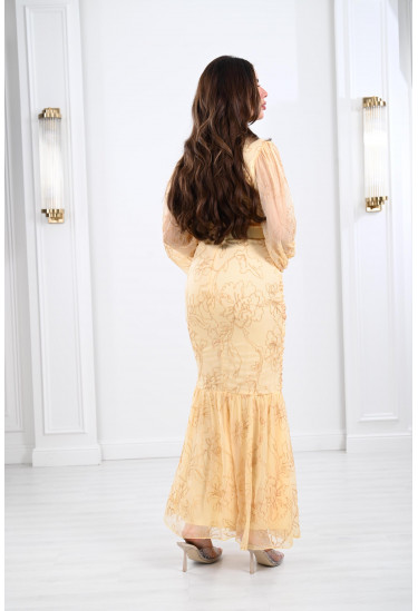 فستان نسائي طويل منقوش 