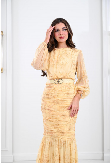 فستان نسائي طويل منقوش 