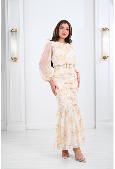 فستان نسائي طويل منقوش 