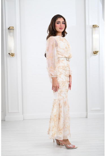 فستان نسائي طويل منقوش 