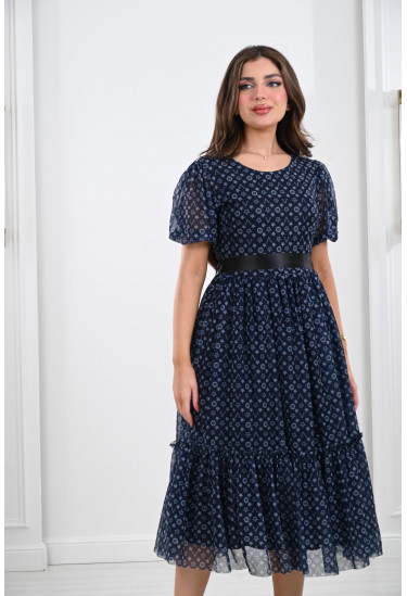 فستان ميدي مزين بنقوشات عصرية