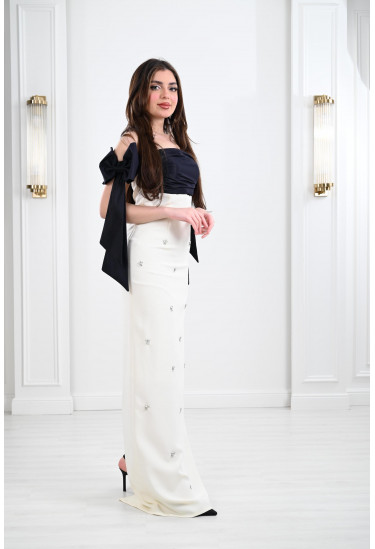 فستان أناقة مزدوجة بأكتاف المنسدلة فستان أناقة مزدوجة بأكتاف المنسدلة