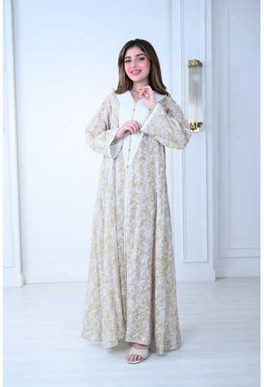 جلابية قطنية بطبعة زهرية ناعمة