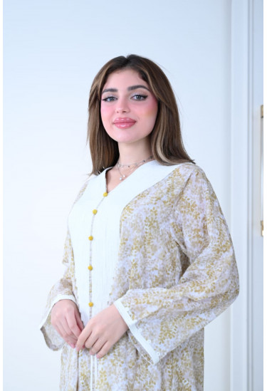 جلابية قطنية بطبعة زهرية ناعمة