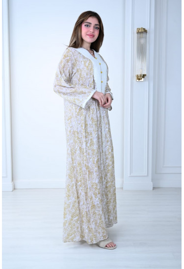 جلابية قطنية بطبعة زهرية ناعمة