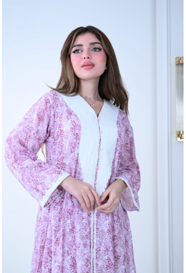 جلابية قطنية بطبعة زهرية ناعمة