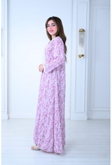 جلابية قطنية بطبعة زهرية ناعمة