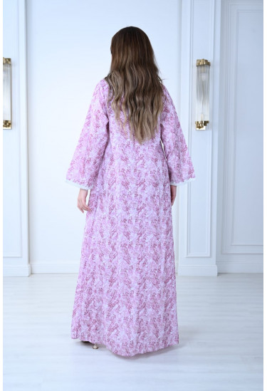 جلابية قطنية بطبعة زهرية ناعمة