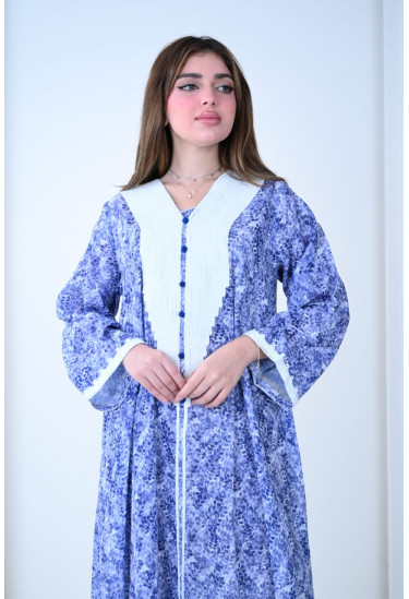 جلابية قطنية بطبعة زهرية ناعمة