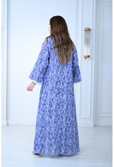 جلابية قطنية بطبعة زهرية ناعمة