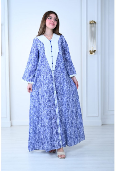 جلابية قطنية بطبعة زهرية ناعمة