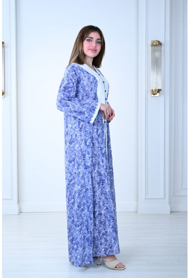 جلابية قطنية بطبعة زهرية ناعمة