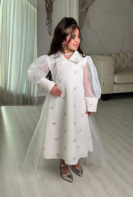 فستان سهرة بناتي مرصع بالكرستال