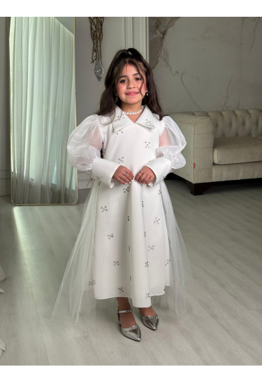 فستان سهرة بناتي مرصع بالكرستال