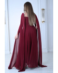 فستان سهرة بكاب طويل وترصيعات كريستالية فستان سهرة بكاب طويل وترصيعات كريستالية