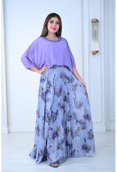 فستان مشجر بكاب شيفون قصير فستان مشجر بكاب شيفون قصير