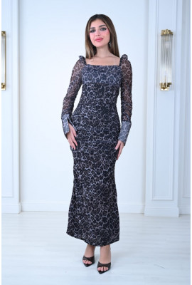 فستان نسائي طويل بنقشة الفهد
