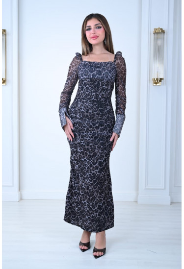 فستان نسائي طويل بنقشة الفهد فستان نسائي طويل بنقشة الفهد