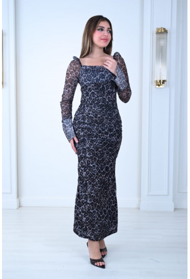 فستان نسائي طويل بنقشة الفهد فستان نسائي طويل بنقشة الفهد