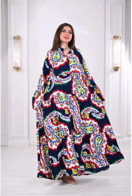 جلابية فضفاضة مزينة بطباعات ملونة 