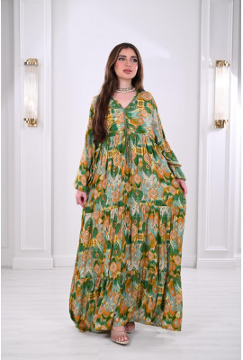 جلابية نسائية بنقوشات ملونة بألوان مبهجة