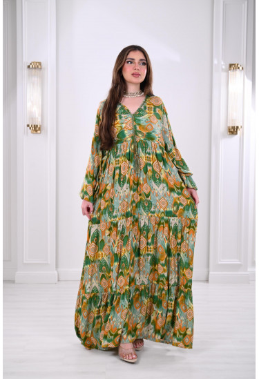 جلابية نسائية بنقوشات ملونة بألوان مبهجة