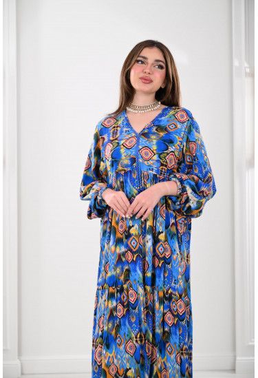 جلابية نسائية بنقوشات ملونة بألوان مبهجة