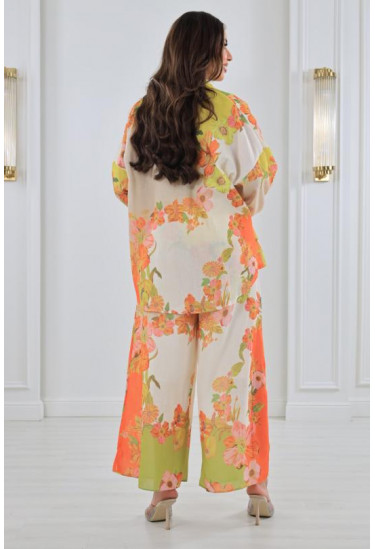 طقم نسائي صيفي بطباعات زهور