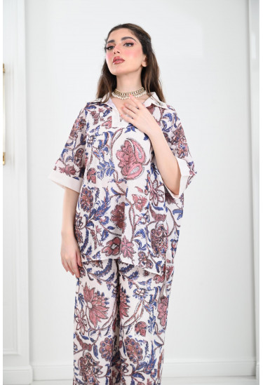 طقم نسائي كاجول بنقوشات من الزهور طقم نسائي كاجول بنقوشات من الزهور
