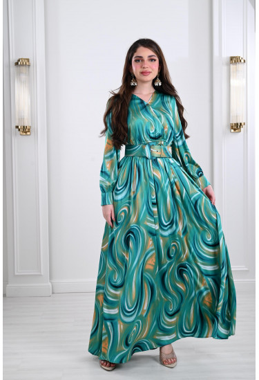 فستان نسائي أنيق بنمط كتل الألوان