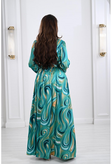 فستان نسائي أنيق بنمط كتل الألوان