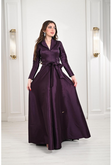 فستان سهرة رقيق بياقة أنيقة