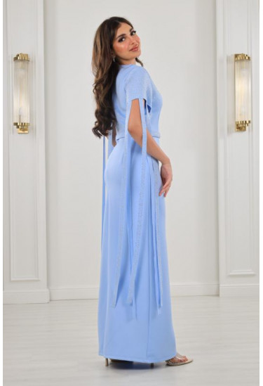 فستان نسائي مطرز بأكمام شراشيب طويلة