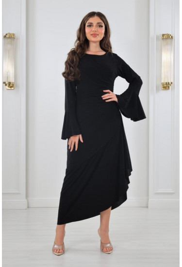 فستان نسائي ميدي بقصة مائلة 