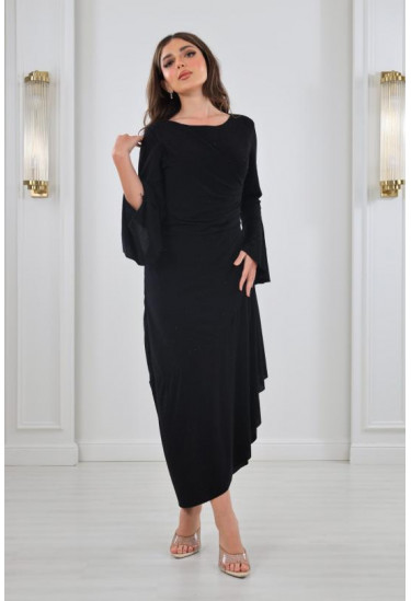 فستان نسائي ميدي بقصة مائلة 