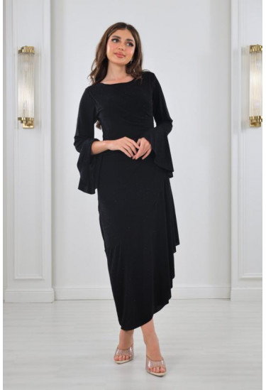 فستان نسائي ميدي بقصة مائلة 