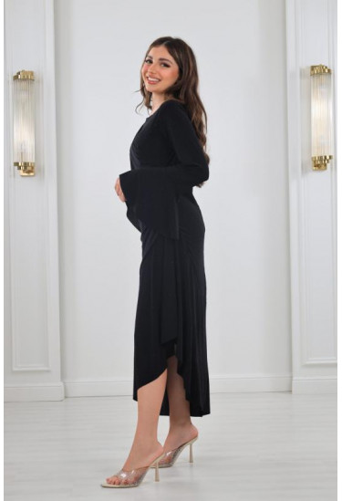 فستان نسائي ميدي بقصة مائلة 