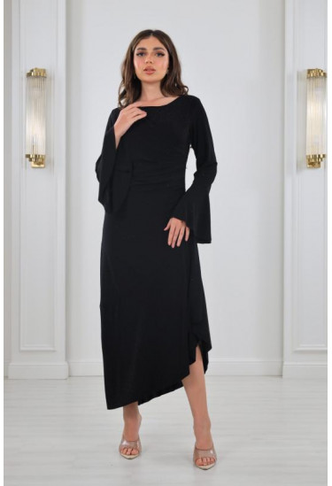 فستان نسائي ميدي بقصة مائلة 