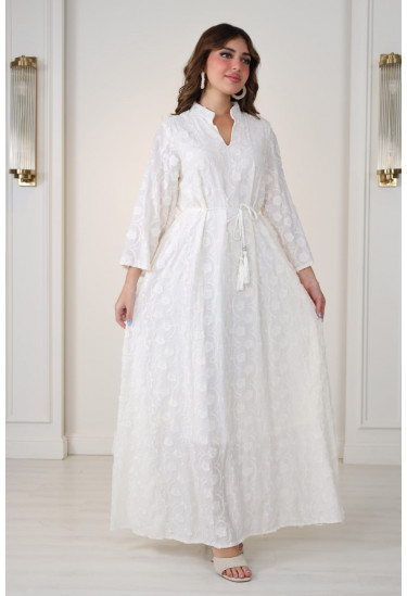 فستان نسائي دانتيل مطرز طويل