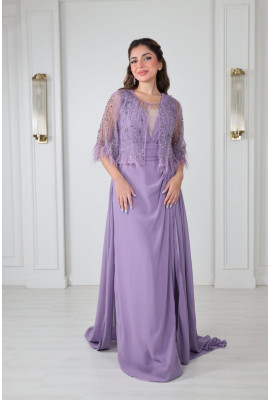 فستان سهرة مع جاكت مطرز رقيق