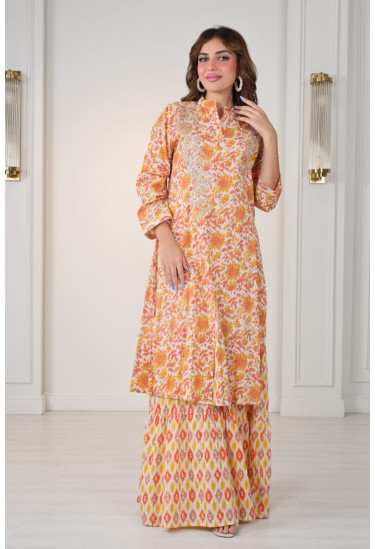 جلابيه نسائي طويله طباعات زهور 