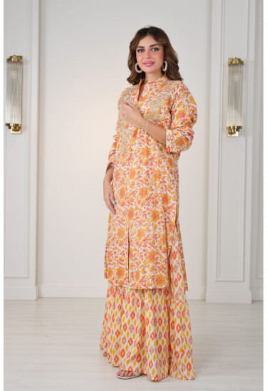 جلابيه نسائي طويله طباعات زهور 