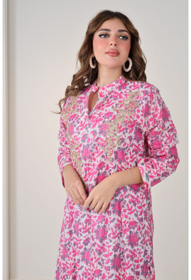 جلابيه نسائي طويله طباعات زهور 